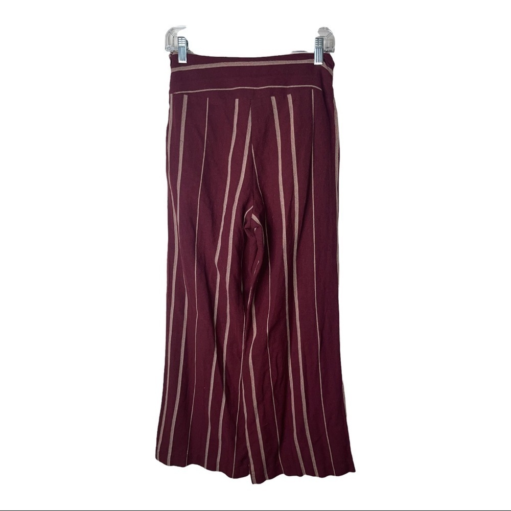 Moon River Burgundy Stripe Tie Waist Wide Leg Pants Small - Picture 7 of 8